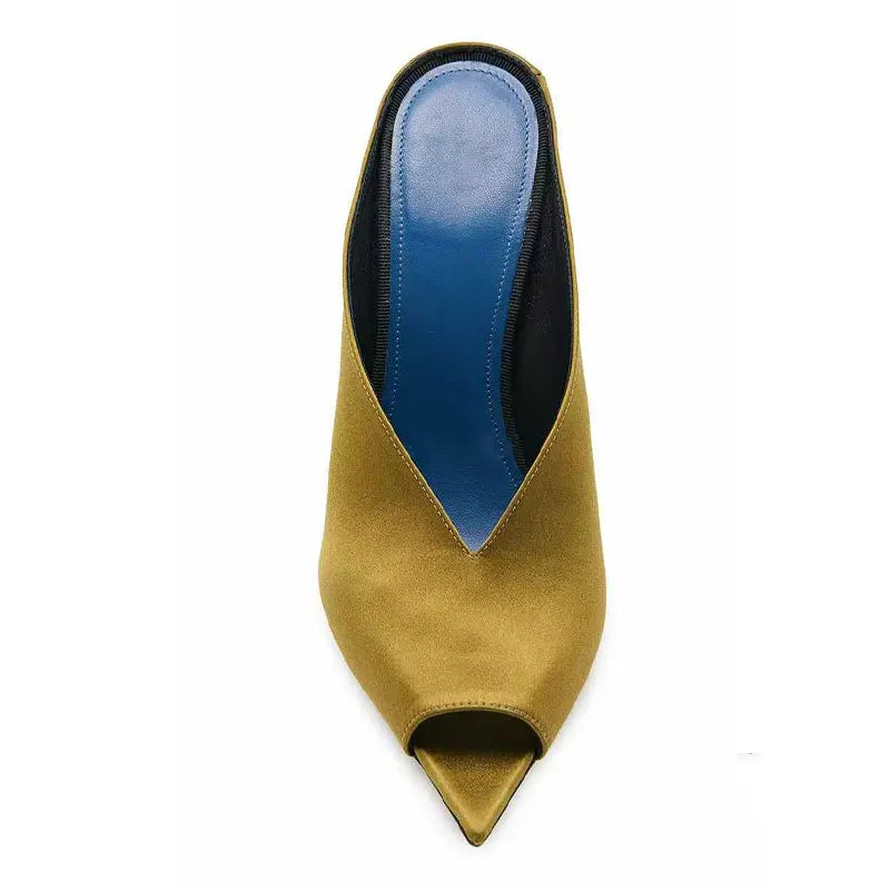 European and American Women's Fashion Show Spring and Summer New Style Irregular High Heels Pointed Fish Mouth Slippers