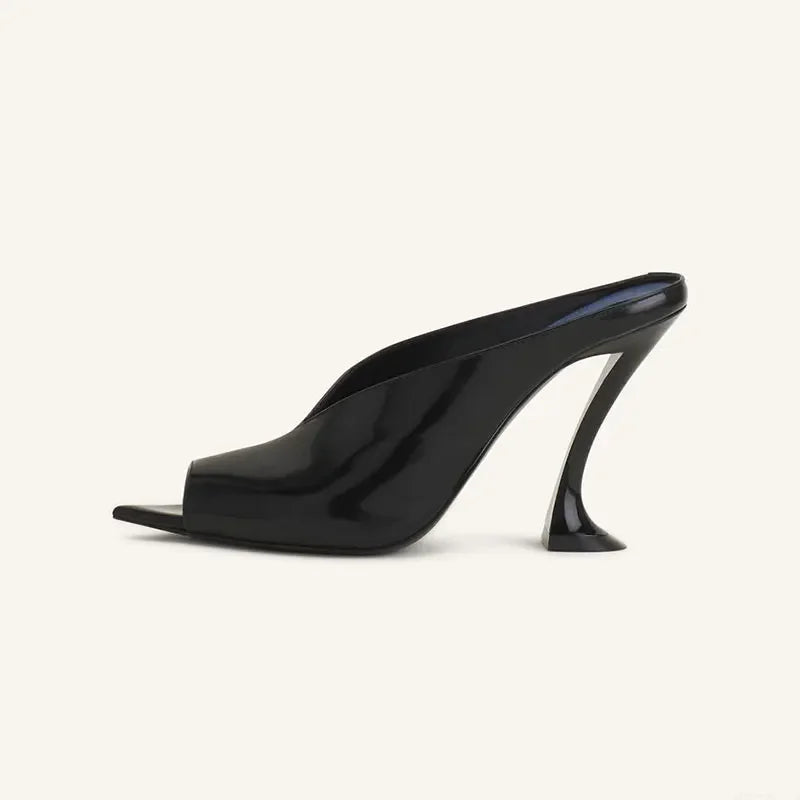 European and American Women's Fashion Show Spring and Summer New Style Irregular High Heels Pointed Fish Mouth Slippers