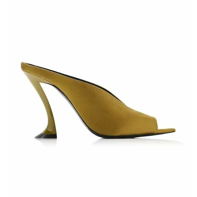 European and American Women's Fashion Show Spring and Summer New Style Irregular High Heels Pointed Fish Mouth Slippers