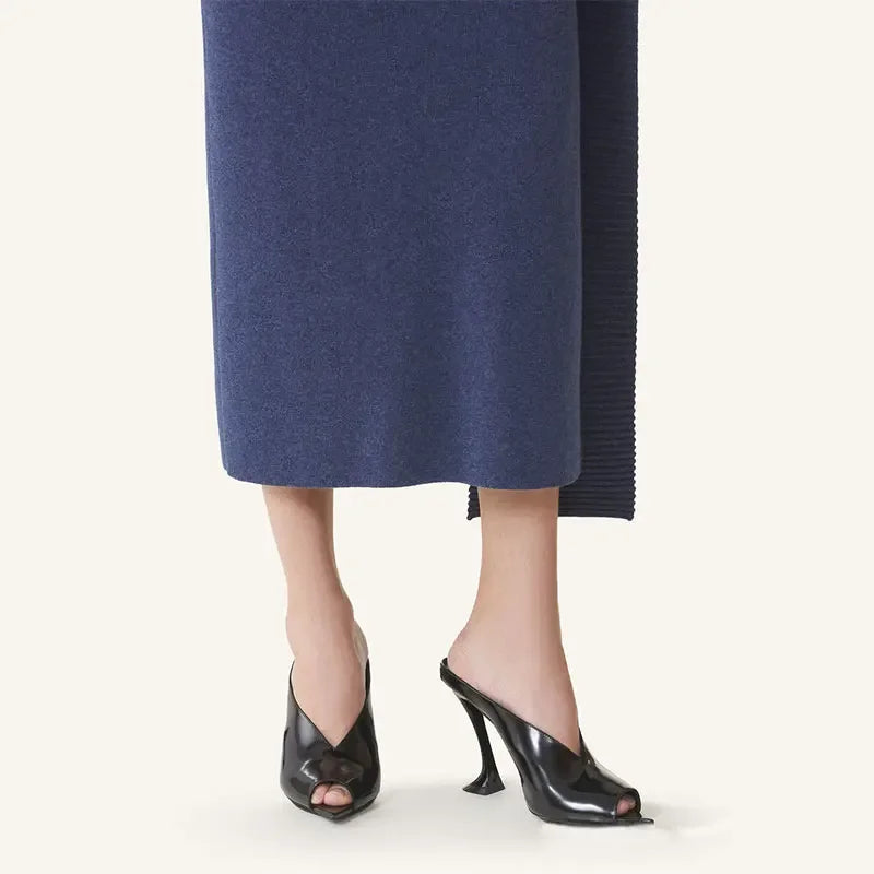 European and American Women's Fashion Show Spring and Summer New Style Irregular High Heels Pointed Fish Mouth Slippers