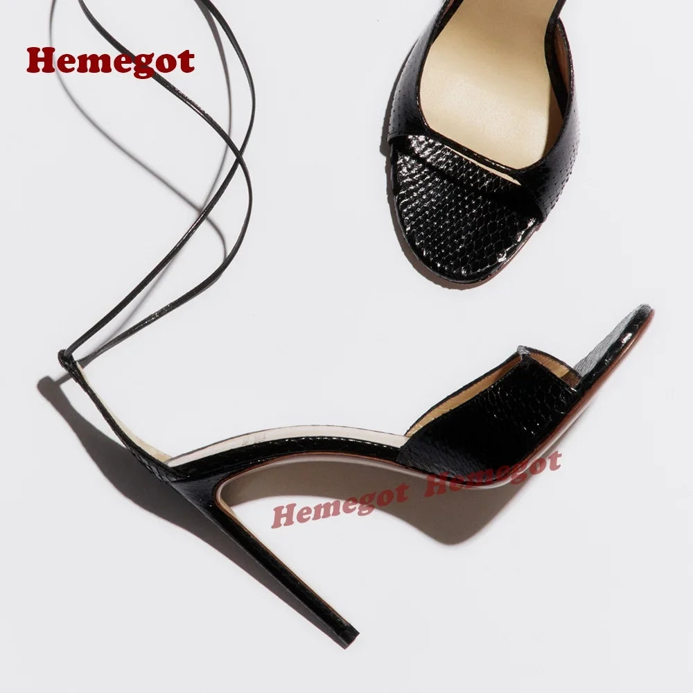 Gold Cross Strappy Sandals One Strap Open Toe Stiletto Heels Women's Sandals 2025 New Arrival Lace Up Snakeskin Elegant Shoes