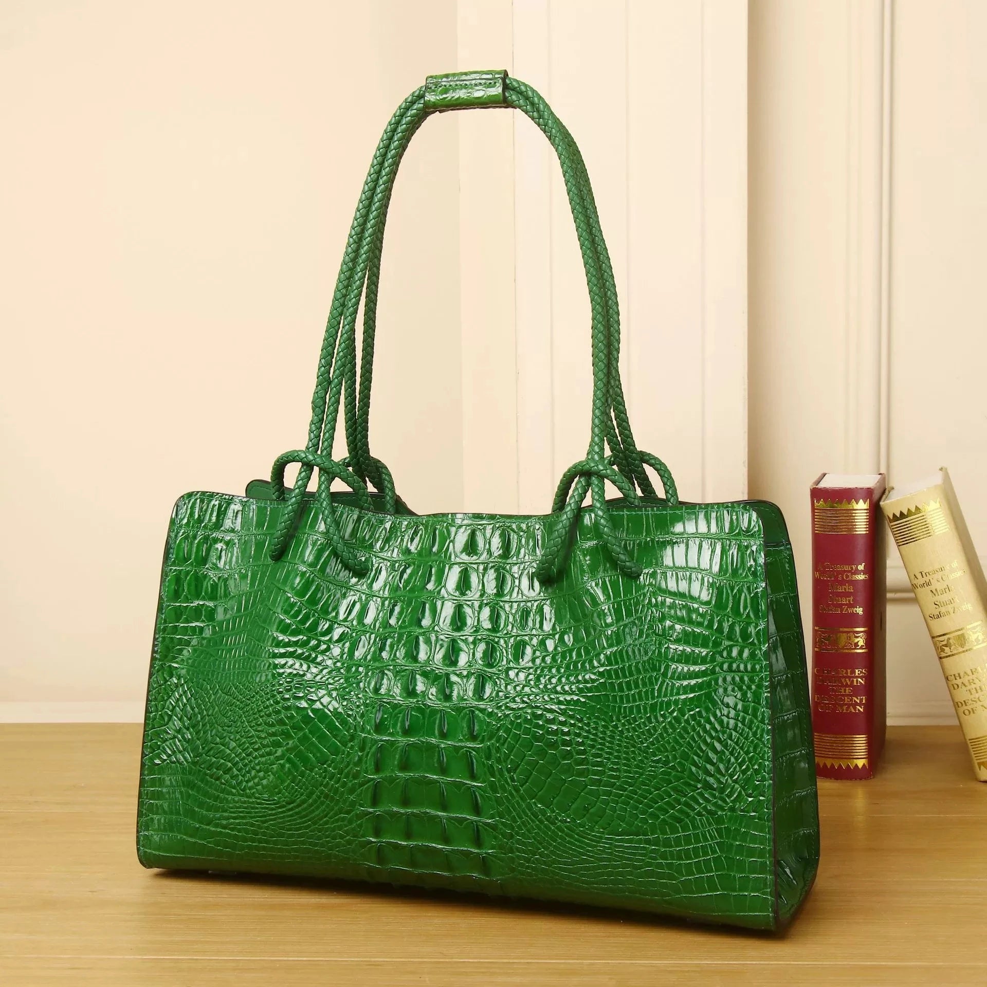 Luxury Genuine Leather Women's Bag Red Crocodile Pattern Ladies Handbags Tote Bag Fashion Travel Portable Shoulder Underarm Bags
