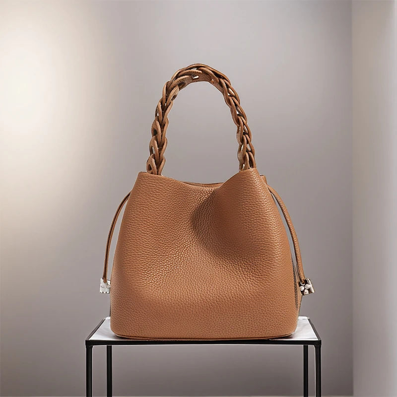 MENDY Handbag Women Mini Cross Bag Small Bucket Bags Handbag Luxury Designer Genuine Leather Crossbody Shoulder Bags Ladies New