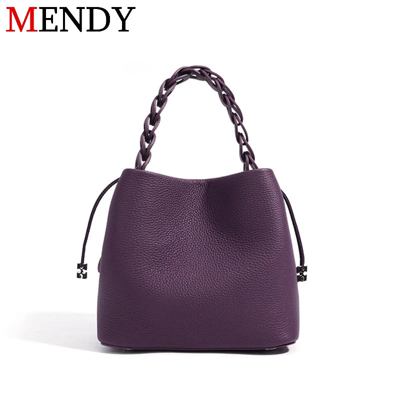 MENDY Handbag Women Mini Cross Bag Small Bucket Bags Handbag Luxury Designer Genuine Leather Crossbody Shoulder Bags Ladies New