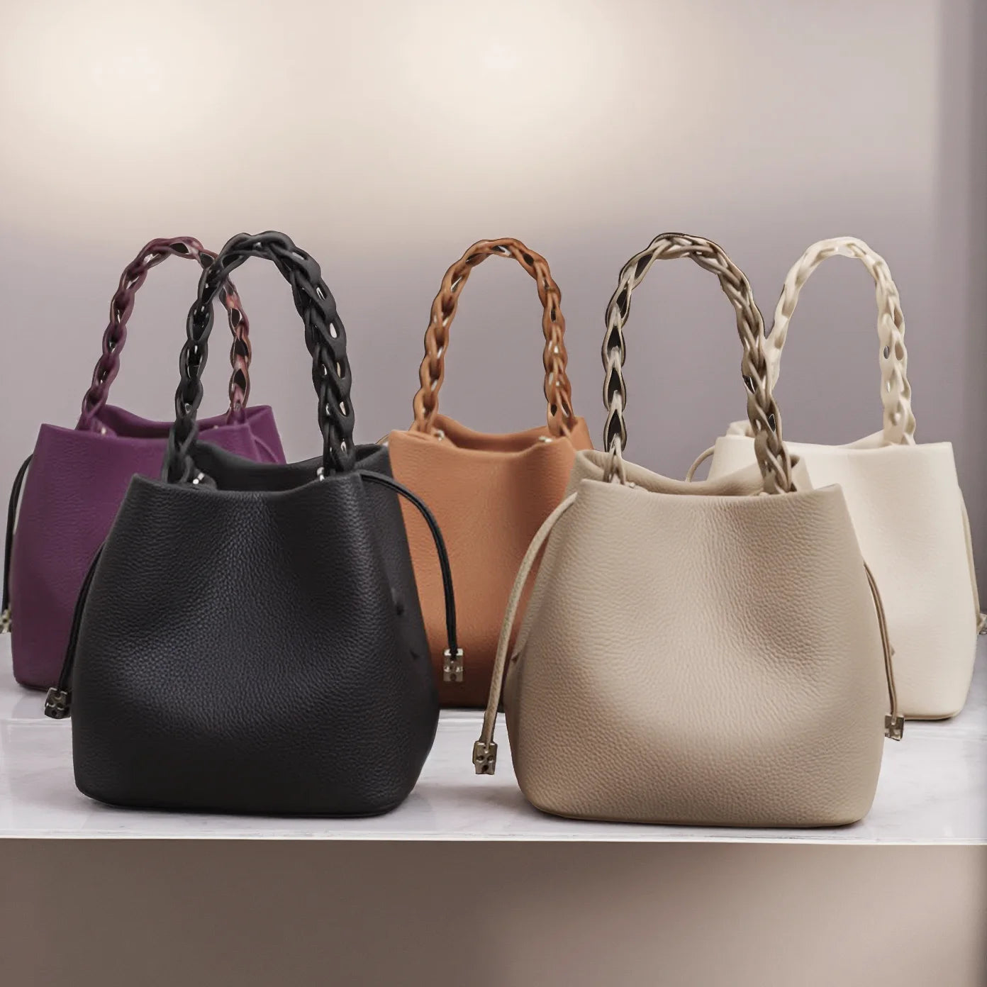 MENDY Handbag Women Mini Cross Bag Small Bucket Bags Handbag Luxury Designer Genuine Leather Crossbody Shoulder Bags Ladies New