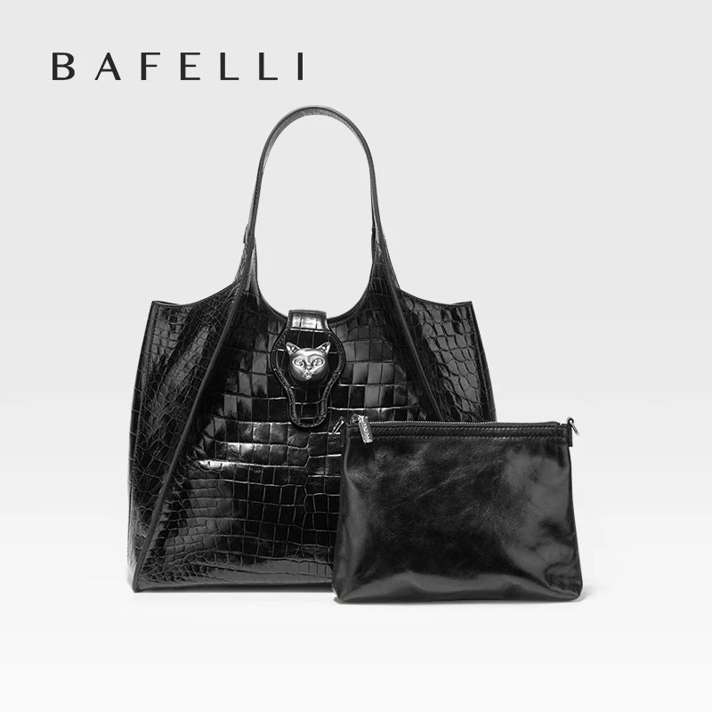 New 2025 Light Luxury Crocodile Pattern Genuine Leather Women's Messenger Bag Commuter Versatile Large Capacity Handbag
