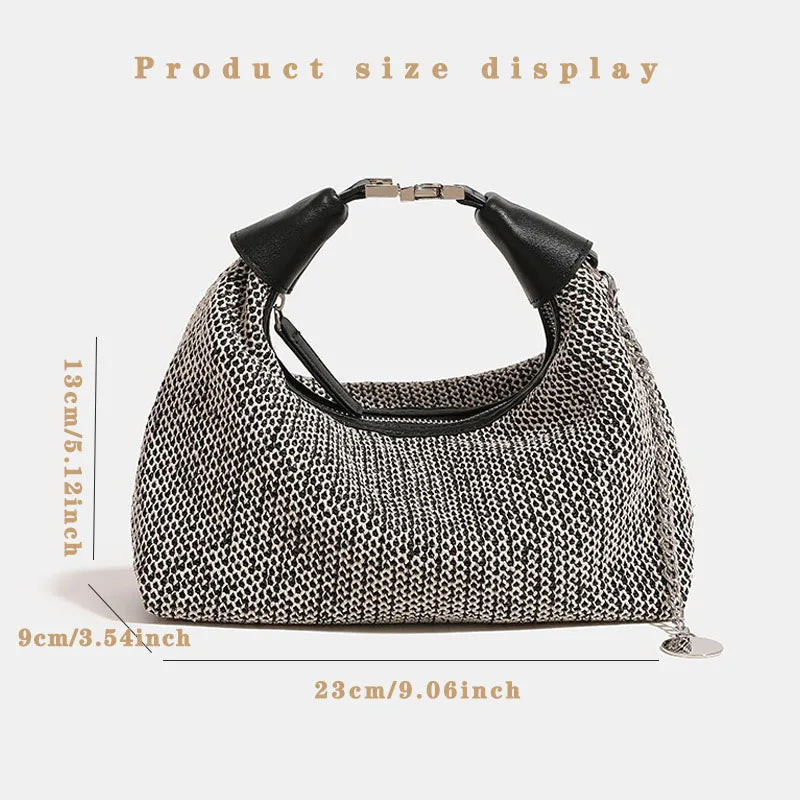 New Bag for Women Dumpling Pouch Straw Crossbody Shoulder Handbag Summer Beach Woven Bag