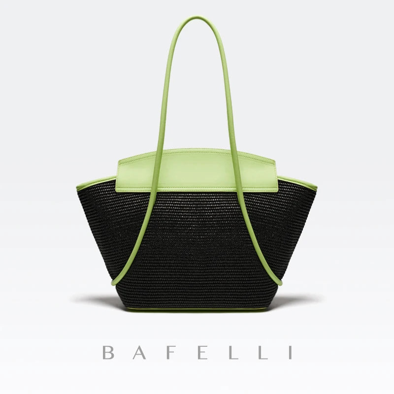BAFELLI 2023 NEW WOMEN'S CASUAL TOTE BEACH BAG LARGE TRAVEL PURSE LUXURY DESIGNER BRAND GENUINE LEATHER FEMALE BAGS