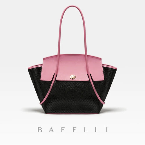 BAFELLI 2023 NEW WOMEN'S CASUAL TOTE BEACH BAG LARGE TRAVEL PURSE LUXURY DESIGNER BRAND GENUINE LEATHER FEMALE BAGS