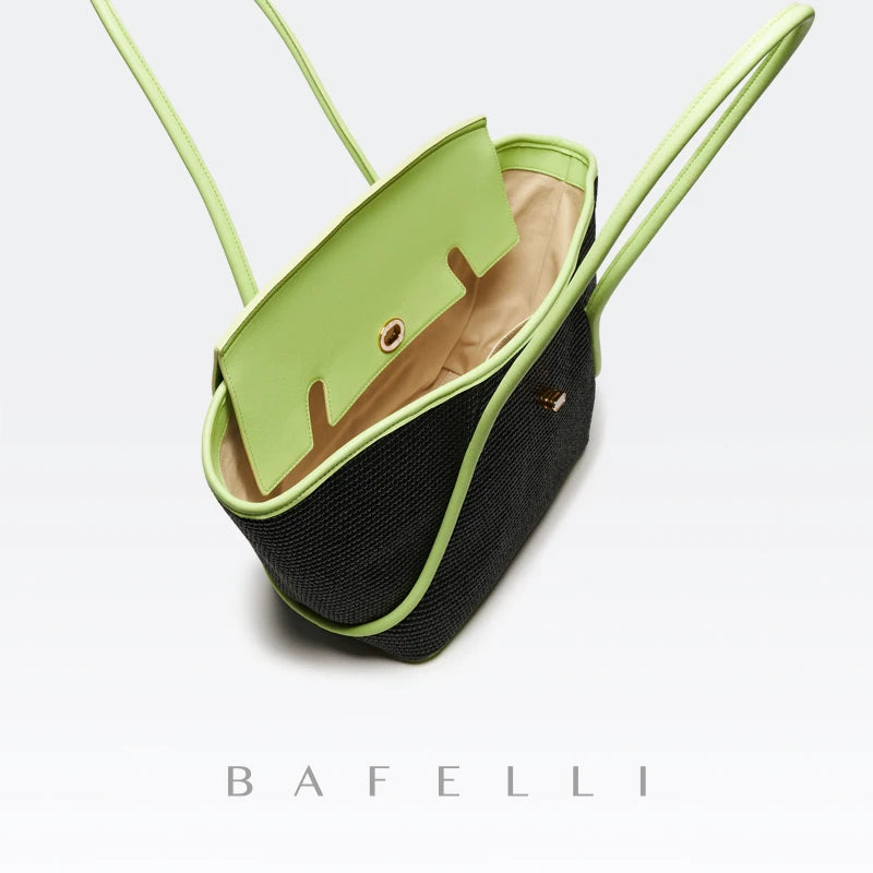 BAFELLI 2023 NEW WOMEN'S CASUAL TOTE BEACH BAG LARGE TRAVEL PURSE LUXURY DESIGNER BRAND GENUINE LEATHER FEMALE BAGS